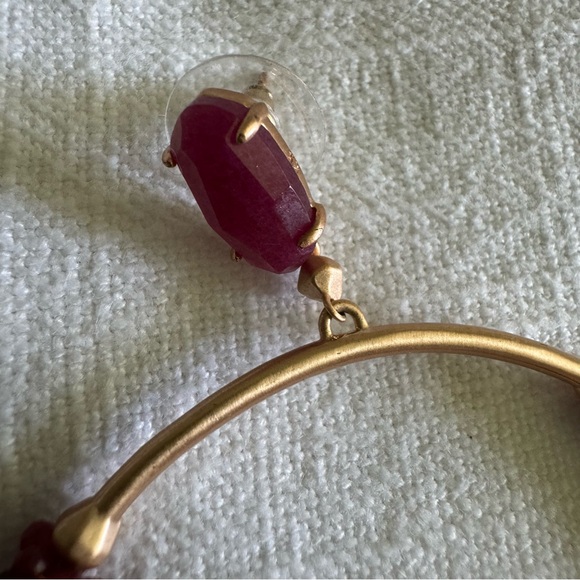 Kendra Scott Russel Beaded Hoop Earrings in Pink Agate 14k Gold Plated - Picture 5 of 7